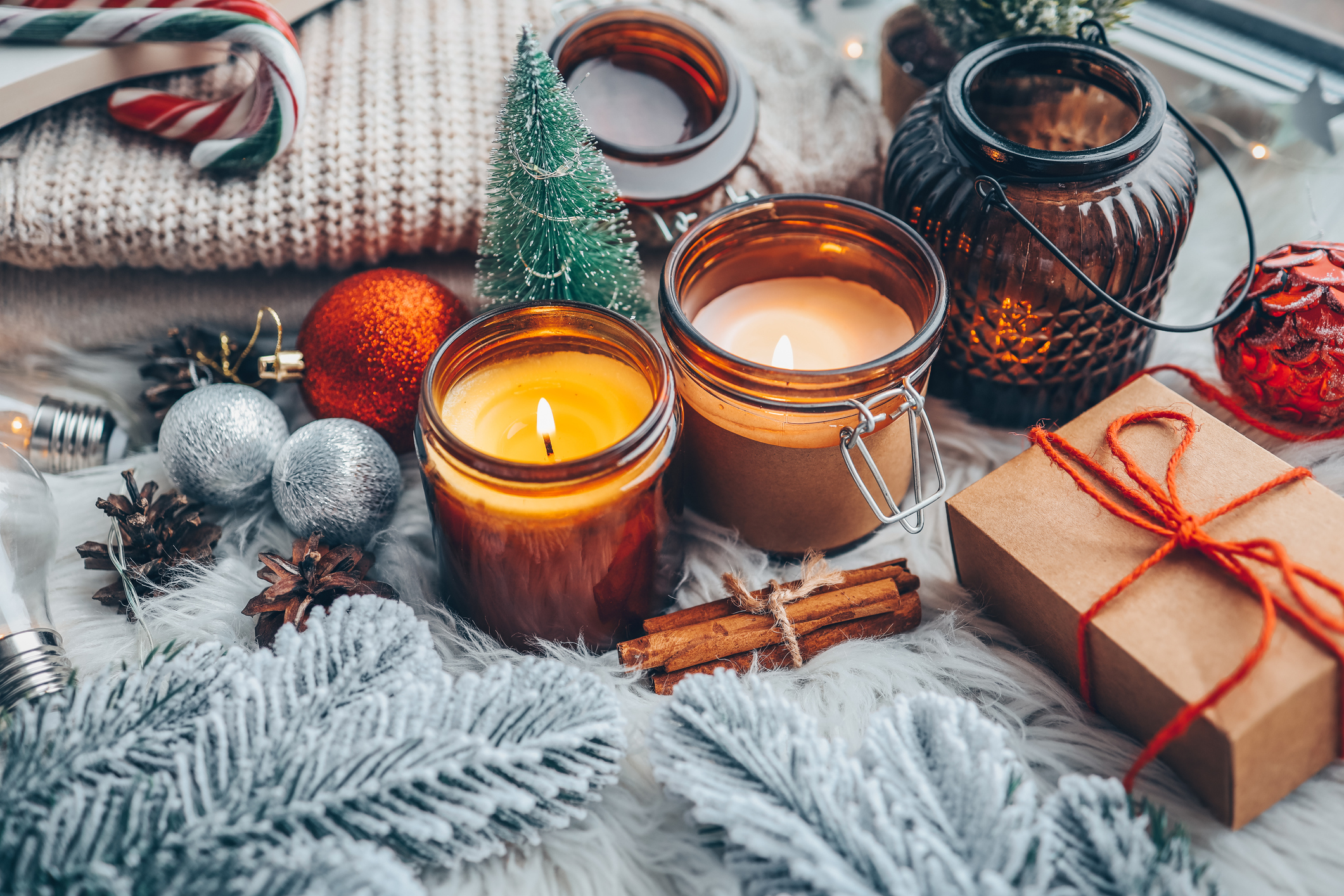 Candle in warm amber glow